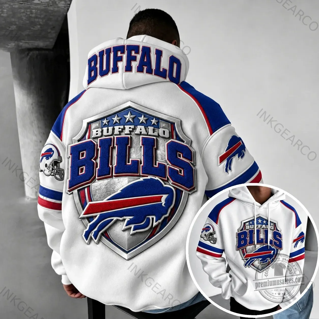 Buffalo Bills American Football Team Logo White Custom Hoodie