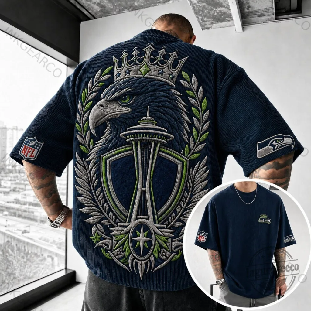 Seattle Seahawks Football Team Eagle Crown Short-Sleeve T-Shirt Seattle Seahawks Football Team Eagle Crown Short-Sleeve T-Shirt