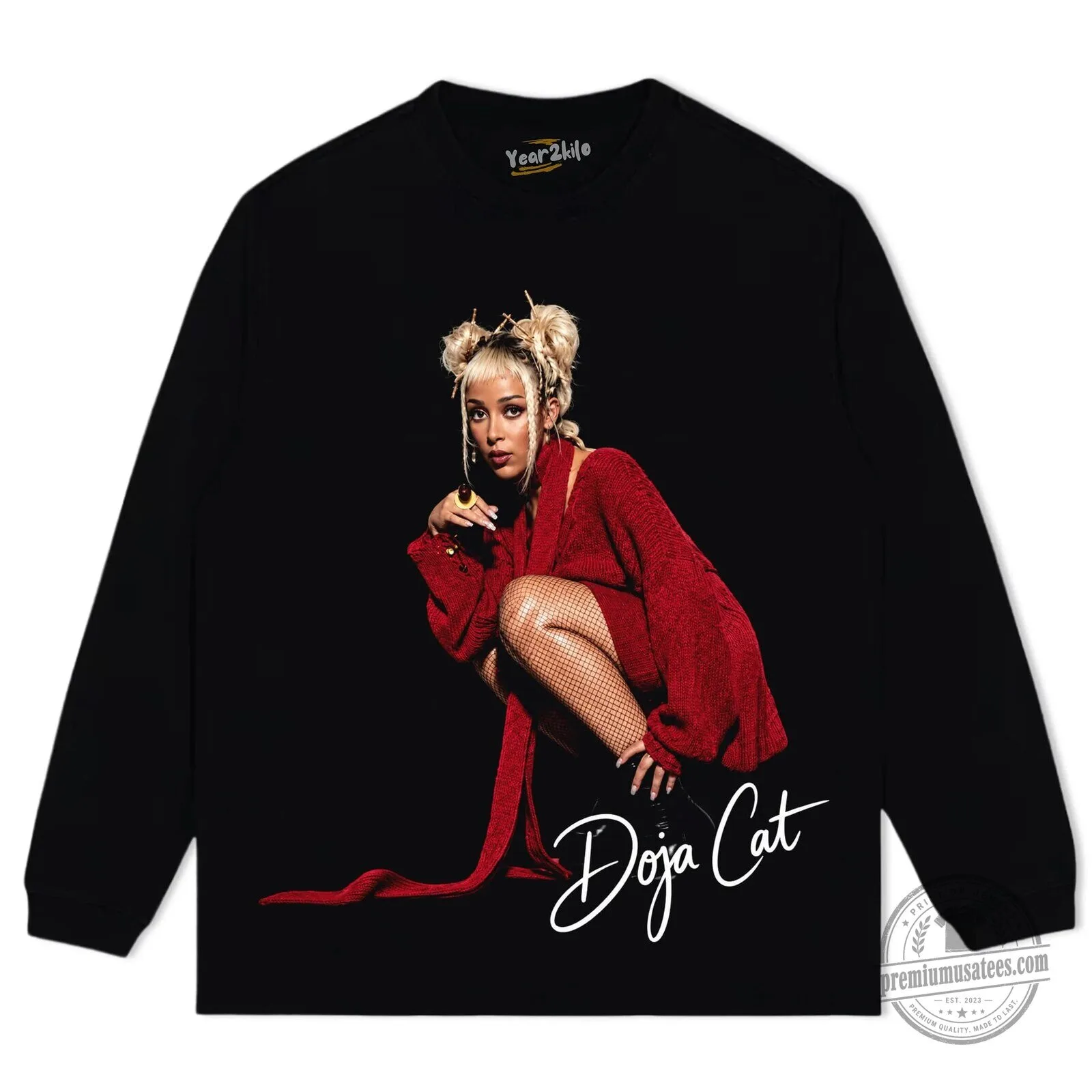 Oversized Black Washed T-Shirt with Vintage Style Graphic Print by Doja Cat 13 Oversized Black Washed T-Shirt with Vintage Style Graphic Print by Doja Cat