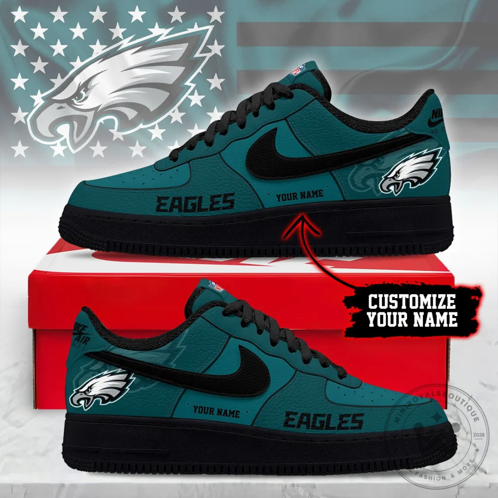 Philadelphia Eagles Custom Name NFL Team Logo Sneakers Shoes 23 Philadelphia Eagles Custom Name NFL Team Logo Sneakers Shoes