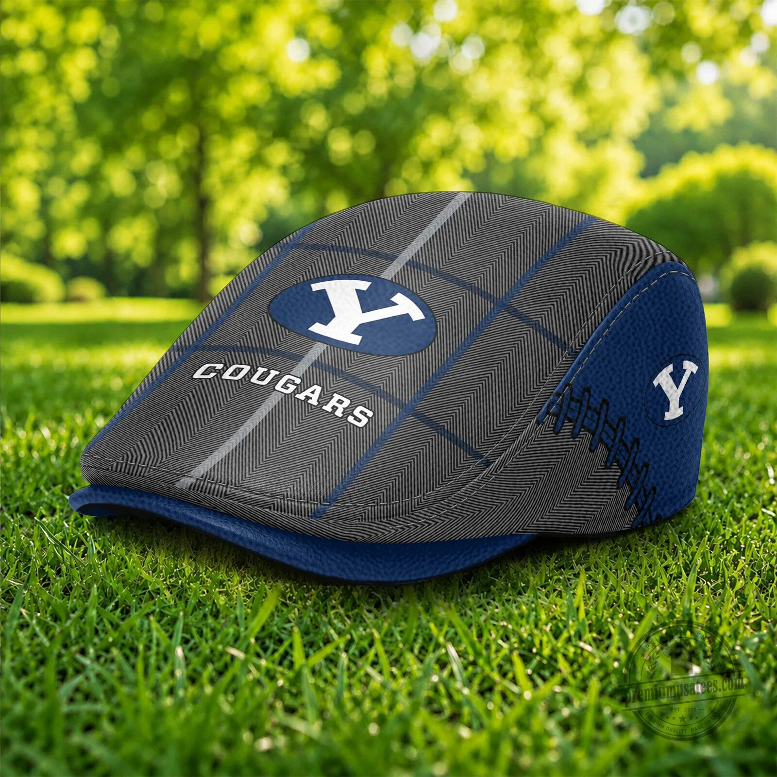 Brigham Young University Cougars Plaid Pattern Golf Flat Cap Hat