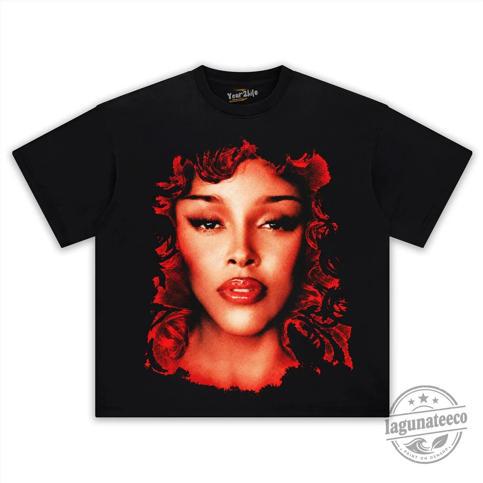 Doja Cat Scarlet Red Portrait Graphic Oversized Washed Black T-Shirt 9 Doja Cat Scarlet Red Portrait Graphic Oversized Washed Black T-Shirt
