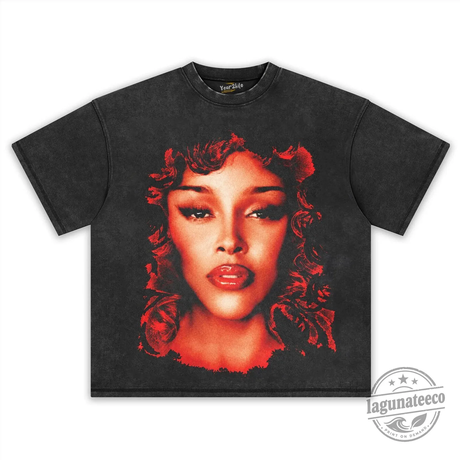 Doja Cat Scarlet Red Portrait Graphic Oversized Washed Black T-Shirt 10 Doja Cat Scarlet Red Portrait Graphic Oversized Washed Black T-Shirt