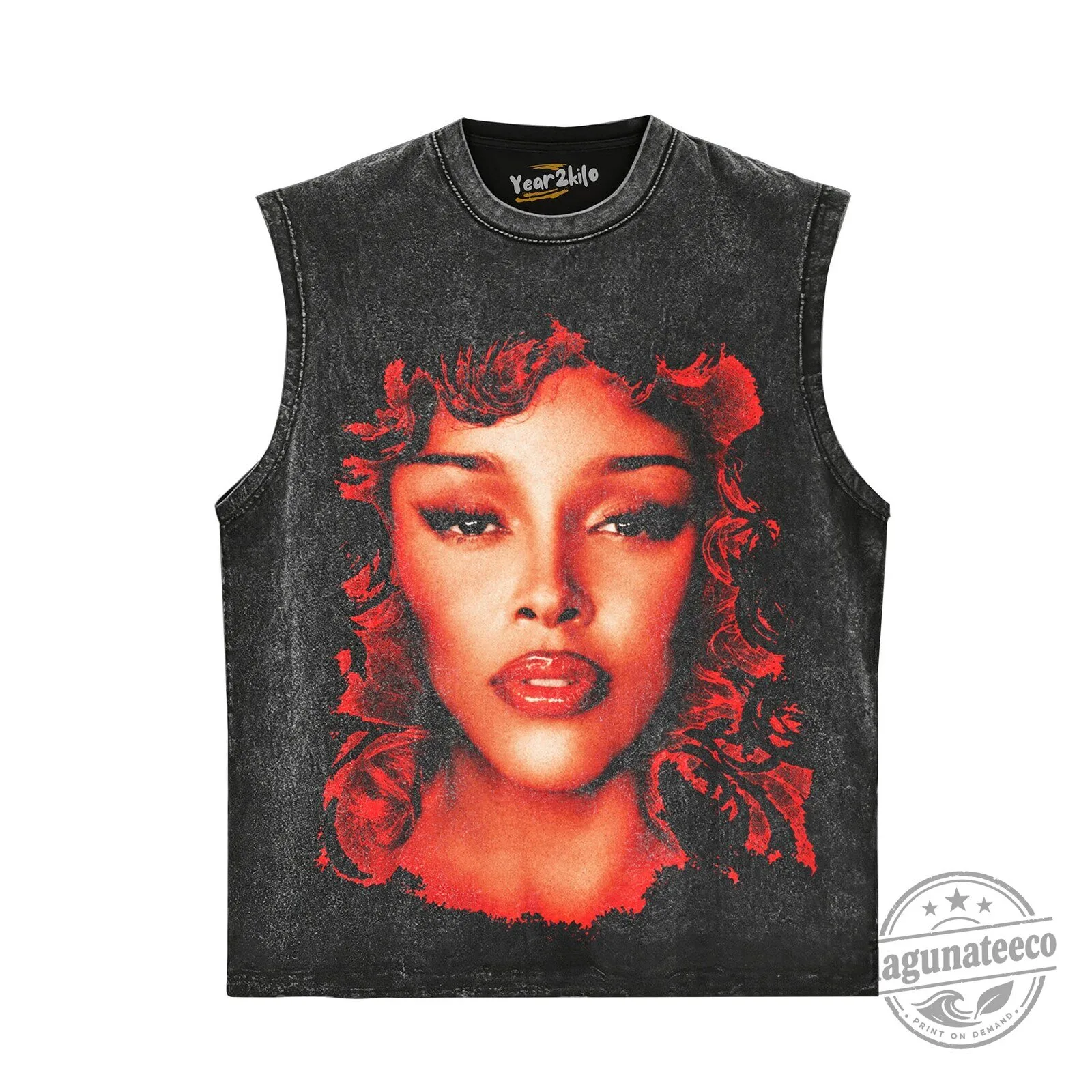 Doja Cat Scarlet Red Portrait Graphic Oversized Washed Black T-Shirt 11 Doja Cat Scarlet Red Portrait Graphic Oversized Washed Black T-Shirt