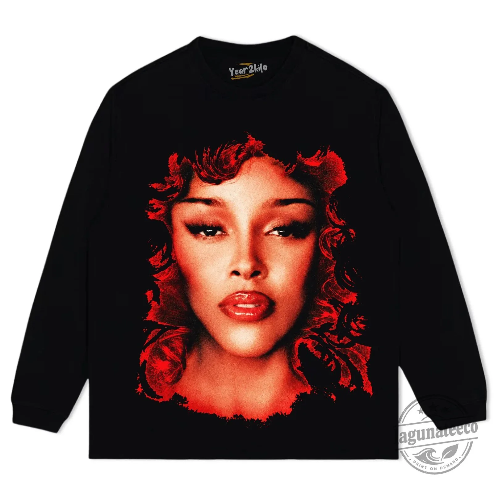 Doja Cat Scarlet Red Portrait Graphic Oversized Washed Black T-Shirt 13 Doja Cat Scarlet Red Portrait Graphic Oversized Washed Black T-Shirt