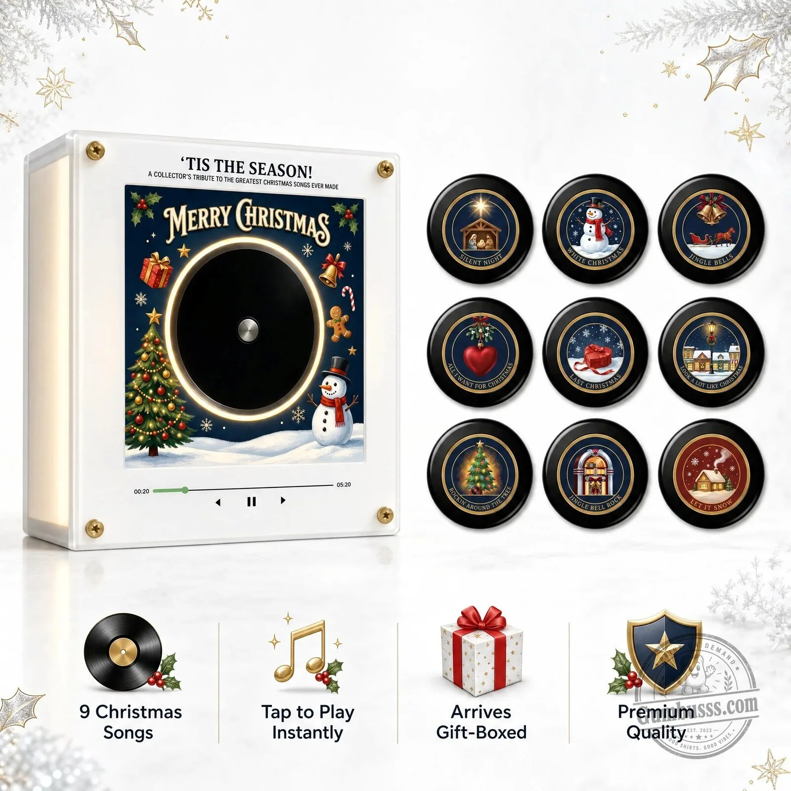 Christmas Music Player Refrigerator Magnet with Interchangeable Song Discs 5 Christmas Music Player Refrigerator Magnet with Interchangeable Song Discs