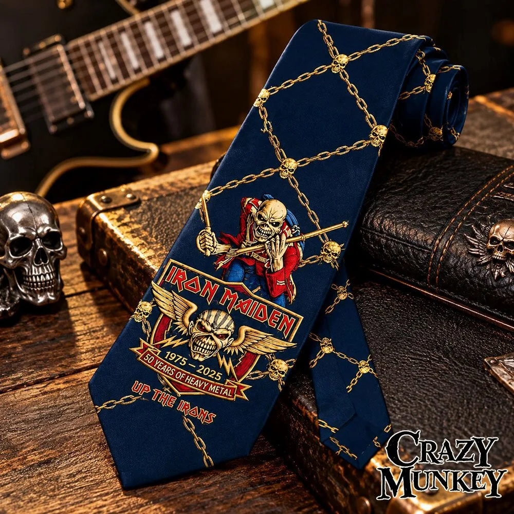 Iron Maiden 50th Anniversary Eddie Gold Chain Necktie | Accessories