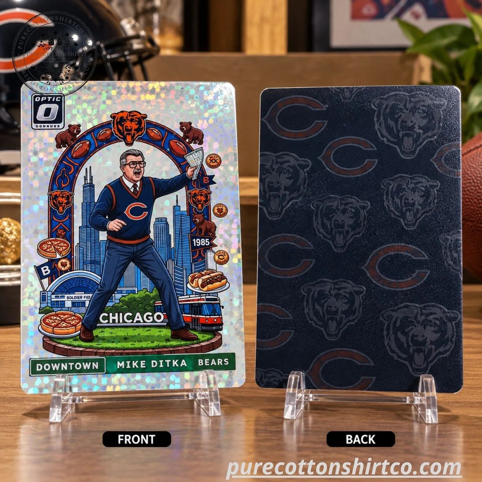 Chicago Bears Mike Ditka Metal Card 2026 - RIP Mike Ditka 1939 2026