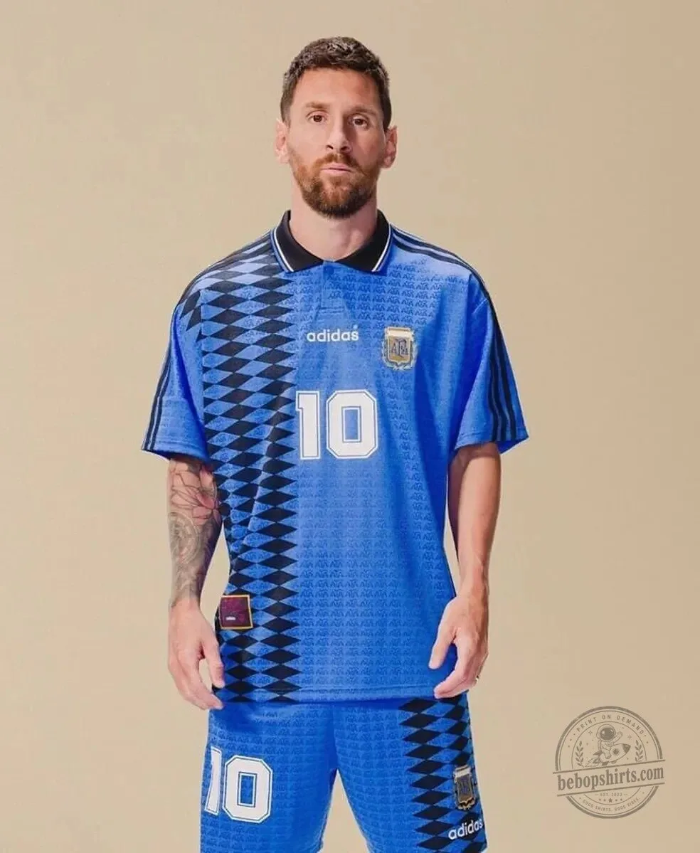 Argentina 1994 World Cup Lionel Messi Number 10 Retro Football Jersey