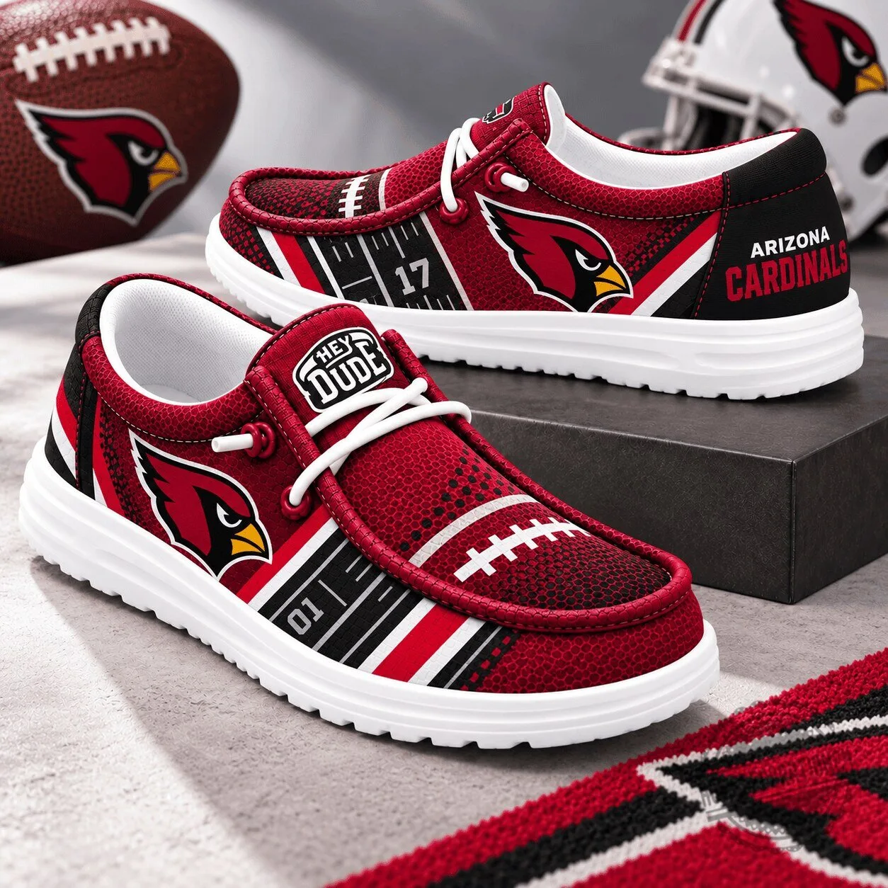 Arizona Cardinals NFL Team Logo Custom Red Football Loafer Shoes