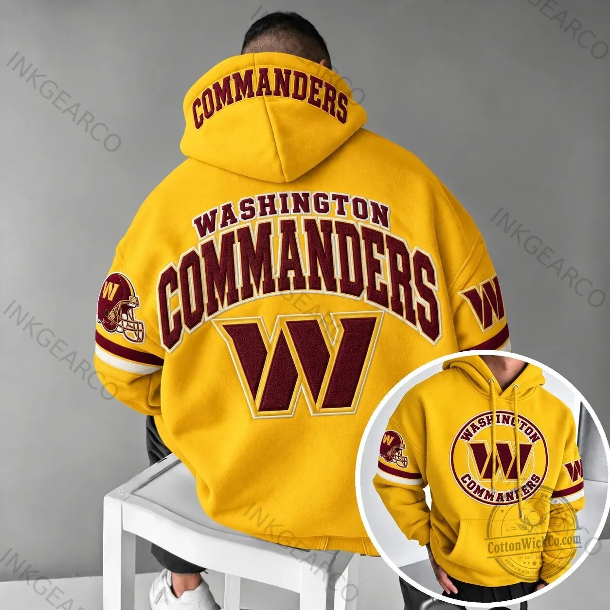 Washington Commanders Football Team Logo Yellow Fan Apparel Hoodie