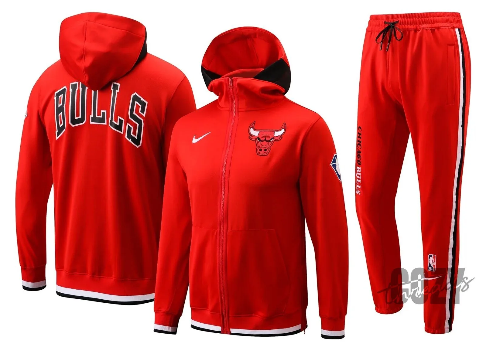 Chicago Bulls NBA Therma Flex Red Hoodie and Sweatpants Tracksuit Set