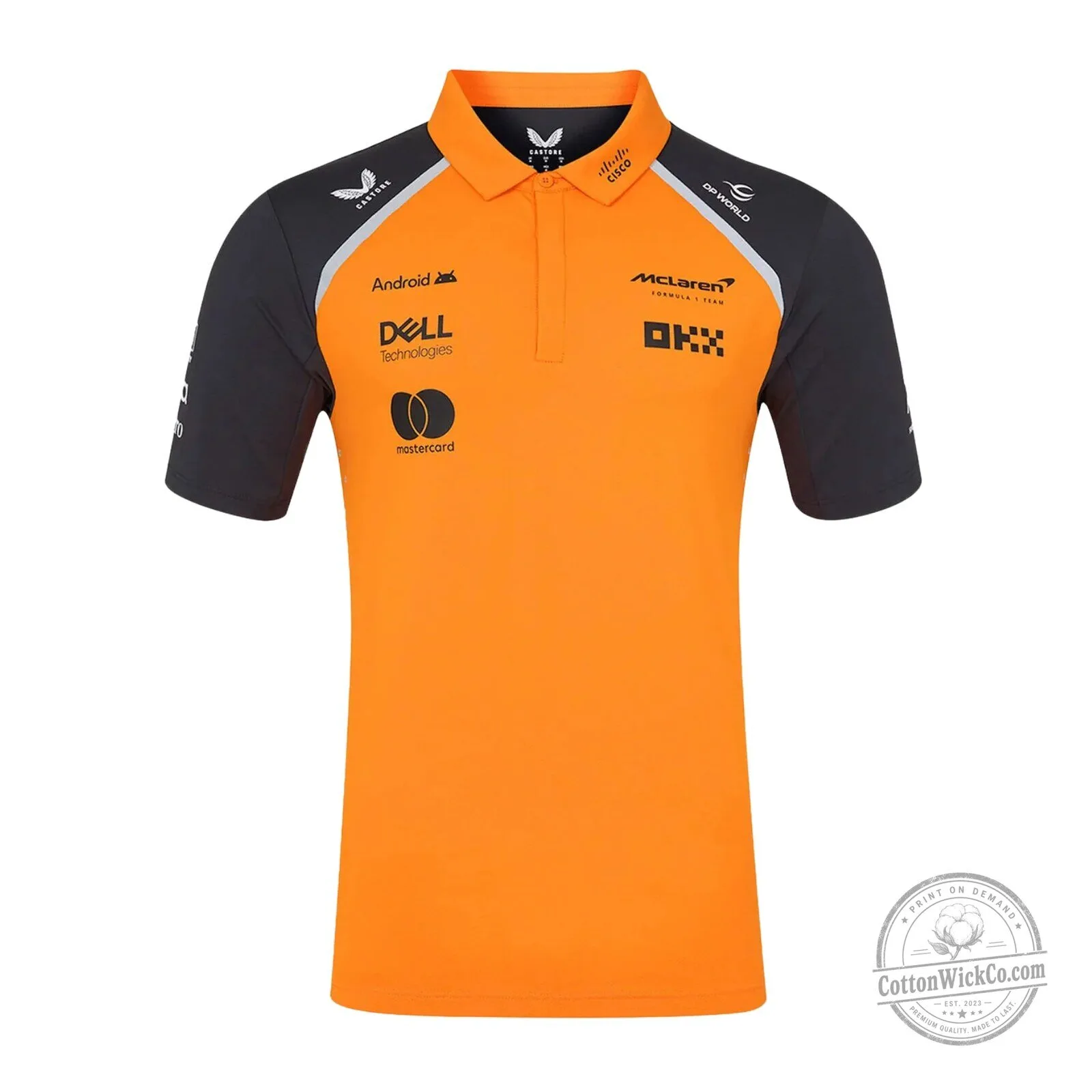 McLaren Formula 1 Team Orange and Black Racing Polo Shirt