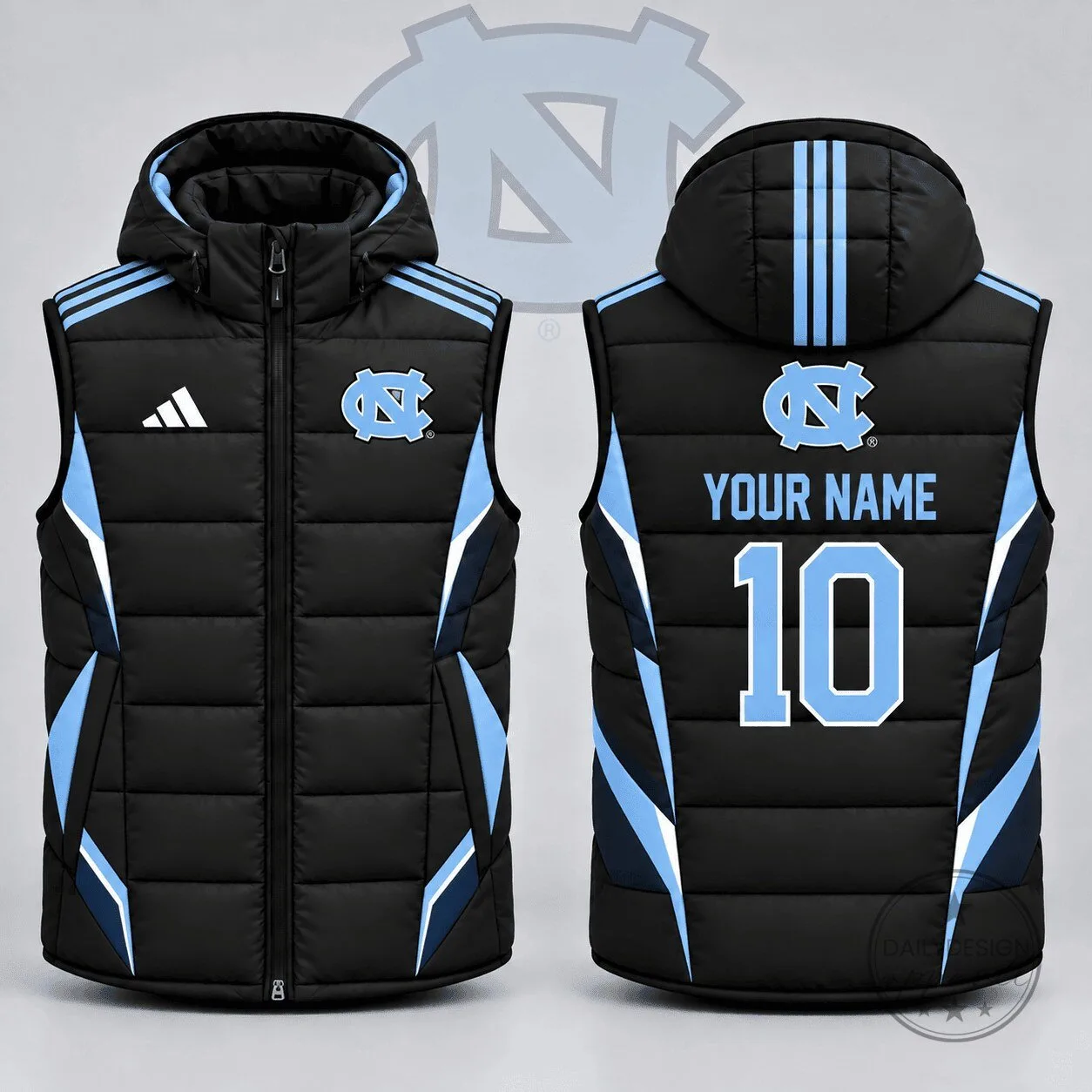 North Carolina Tar Heels NCAA Stealth Velocity Custom Name and Number Puffer Vest