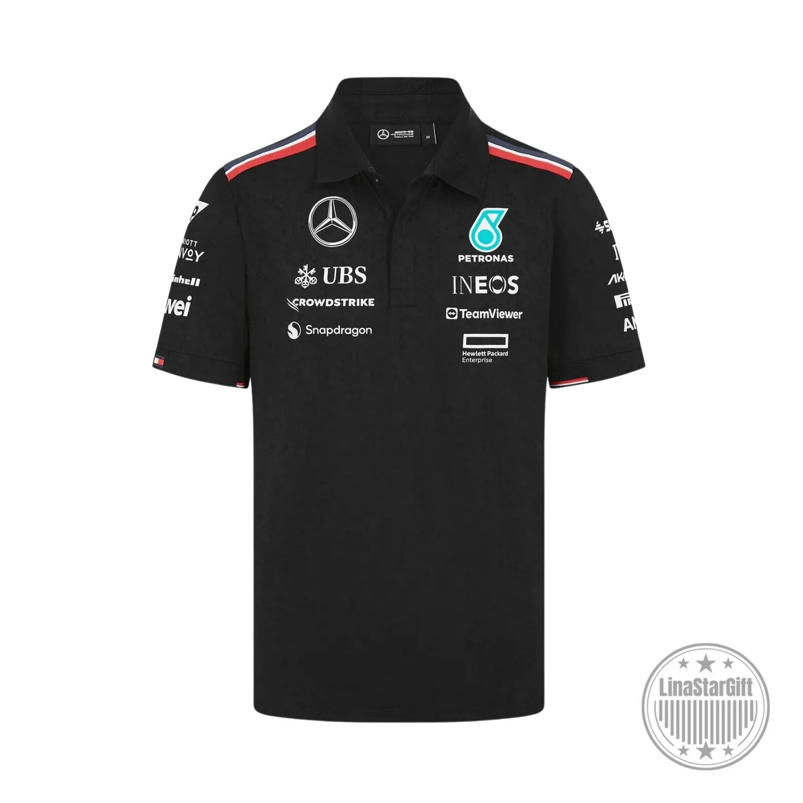Mercedes-AMG Petronas Formula One Team Black Polo Shirt 1 Mercedes-AMG Petronas Formula One Team Black Polo Shirt