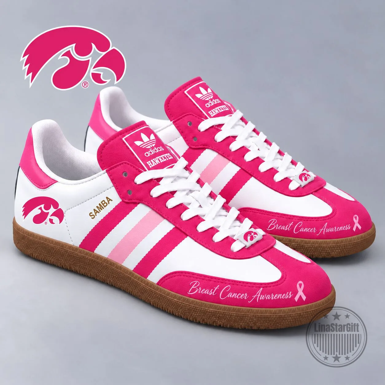 Iowa Hawkeyes NCAA Breast Cancer Awareness Pink Samba Shoes