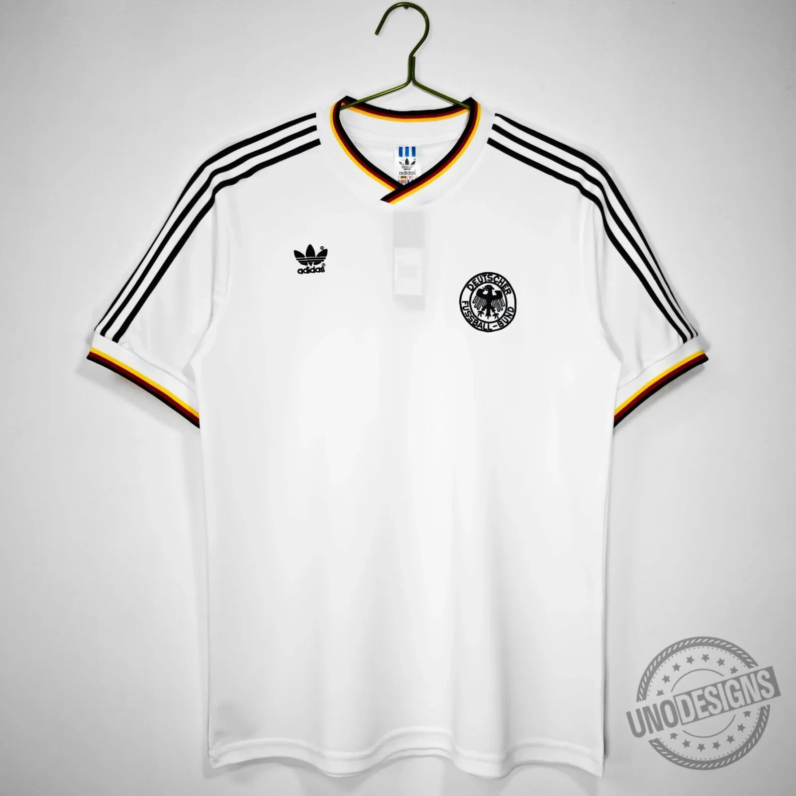 Germany 1986 Home Retro Football Jersey with Adidas Logo and German Football Association Crest