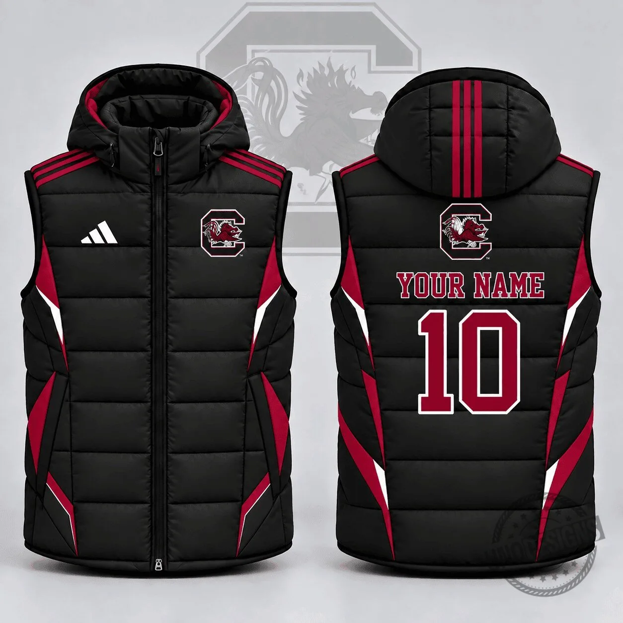 South Carolina Gamecocks NCAA Stealth Velocity Custom Name and Number Puffer Vest