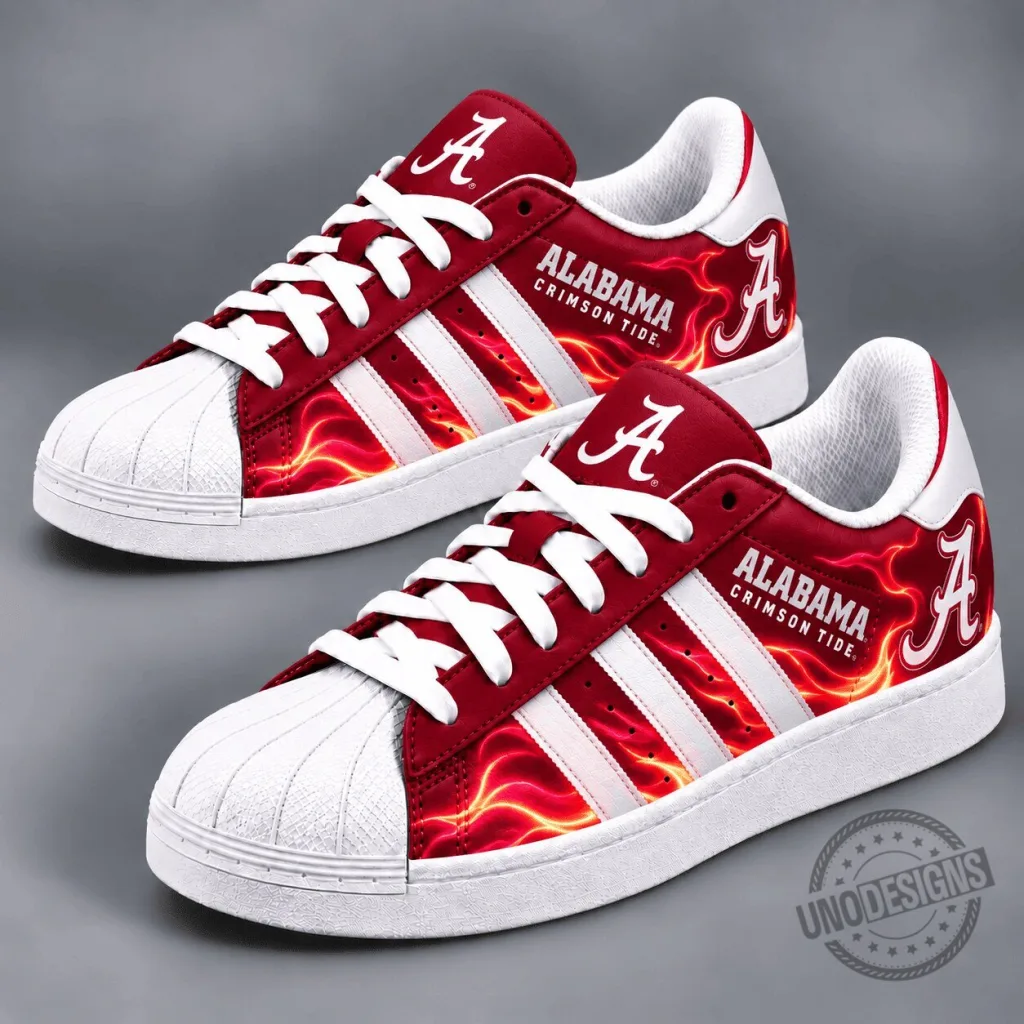 Alabama Crimson Tide Scarlet Thunder Superstar Shoes Alabama Crimson Tide Scarlet Thunder Superstar Shoes