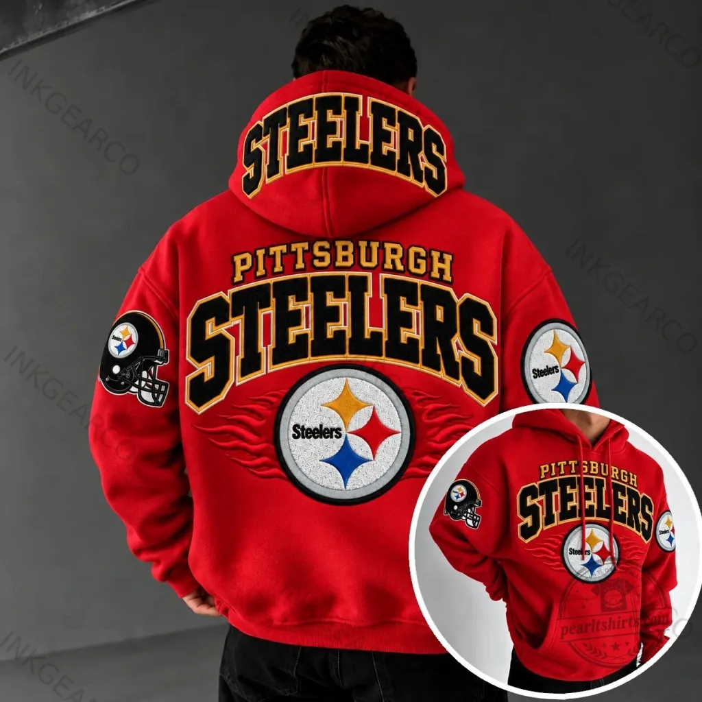 Red Hoodie with Pittsburgh Steelers Team Logo 1 Red Hoodie with Pittsburgh Steelers Team Logo