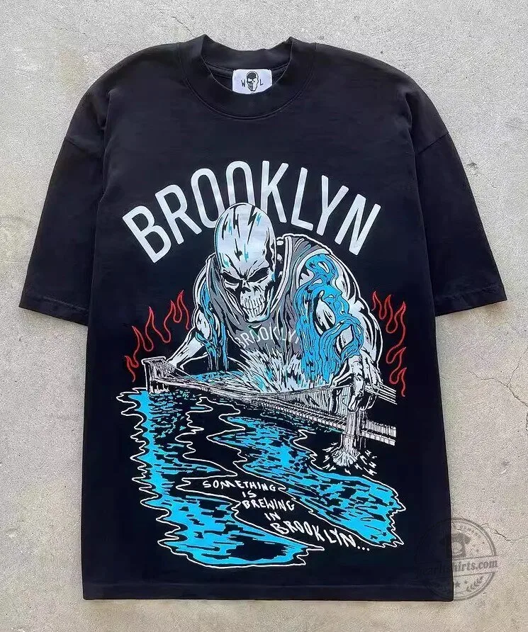 Brooklyn Skeleton Bridge Something is Brewing Graphic T-Shirt 1 Brooklyn Skeleton Bridge Something is Brewing Graphic T-Shirt