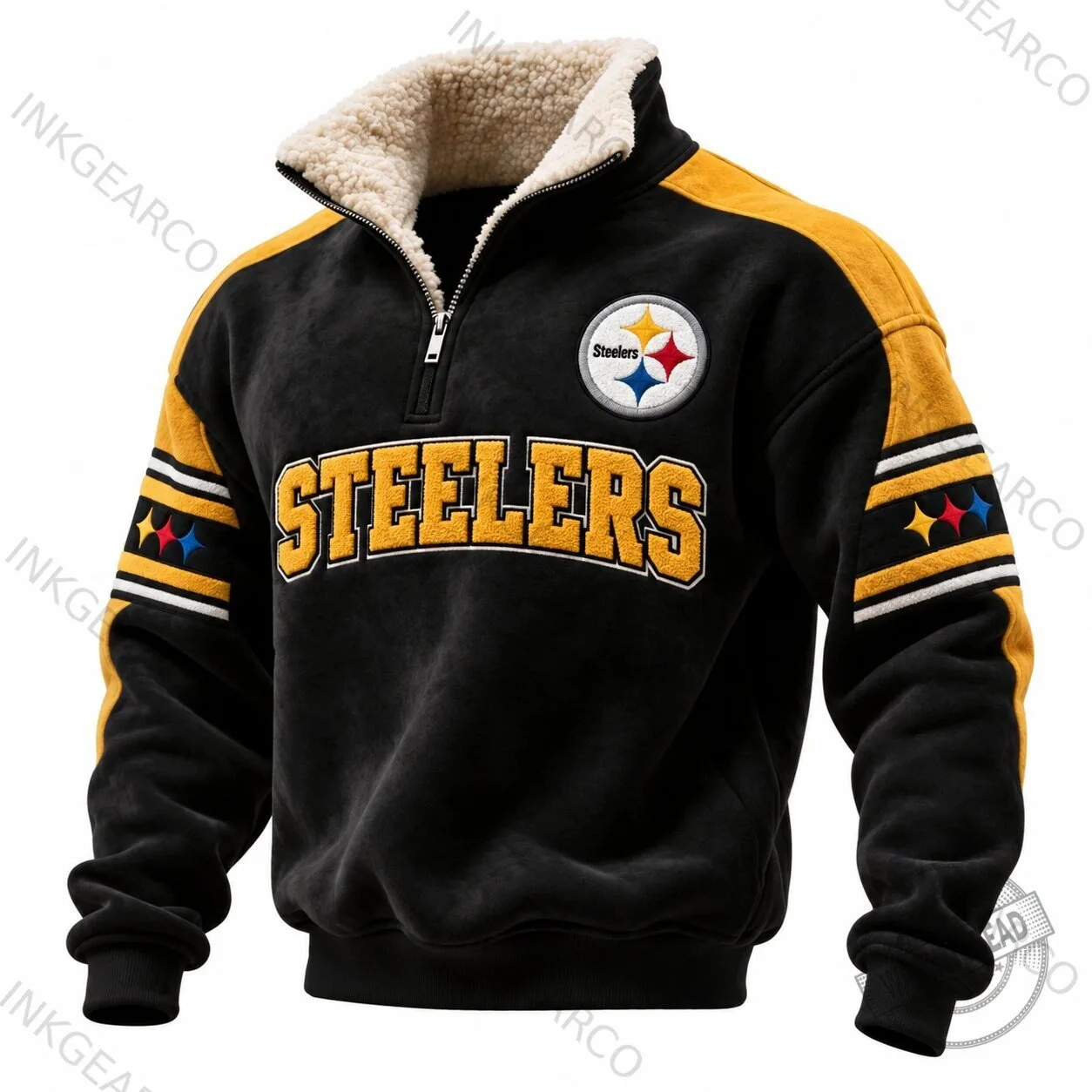 Pittsburgh Steelers Quarter-Zip Mock Neck Fleece Sweatshirt for Men