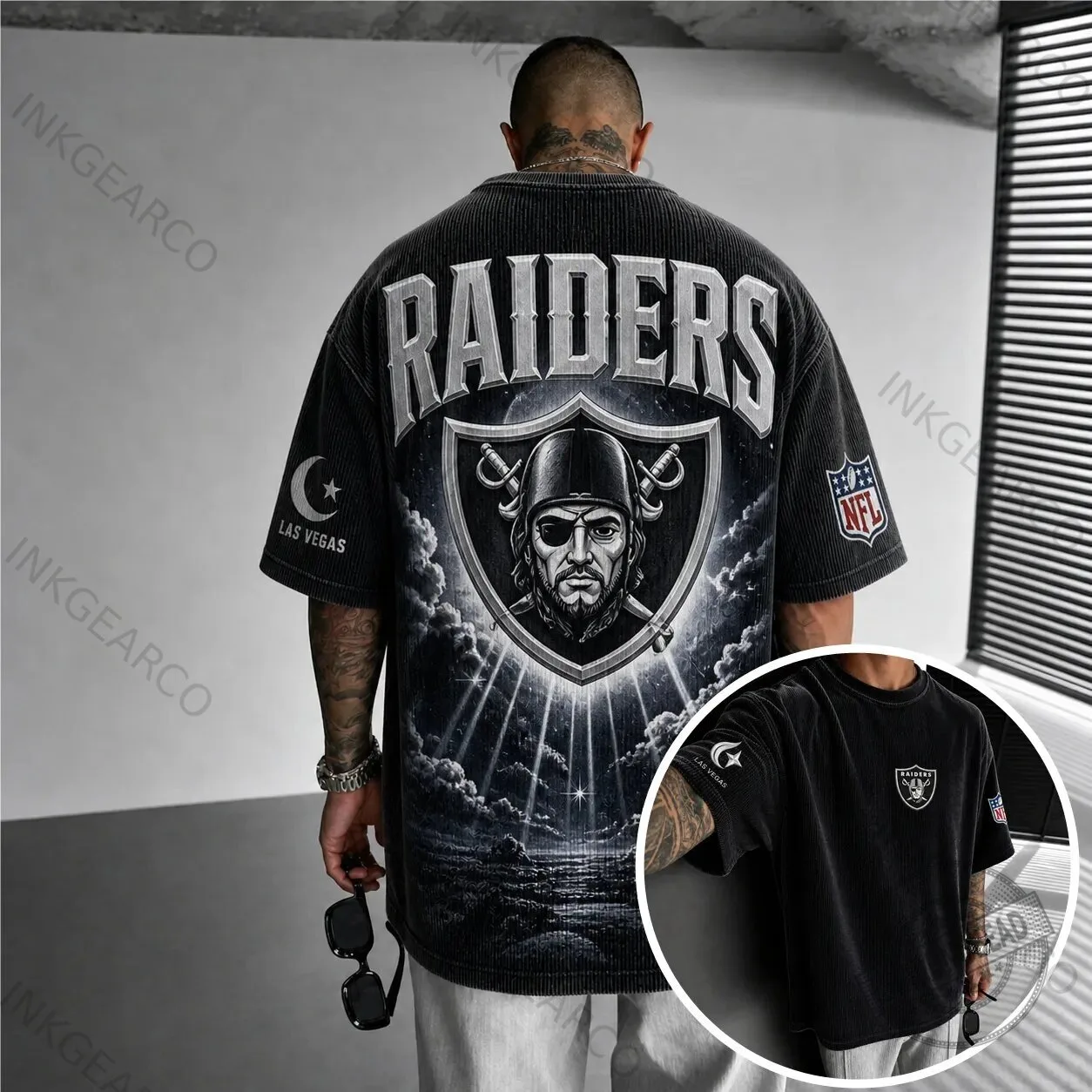 Las Vegas Raiders Oversized Vintage Washed NFL Football T-Shirt