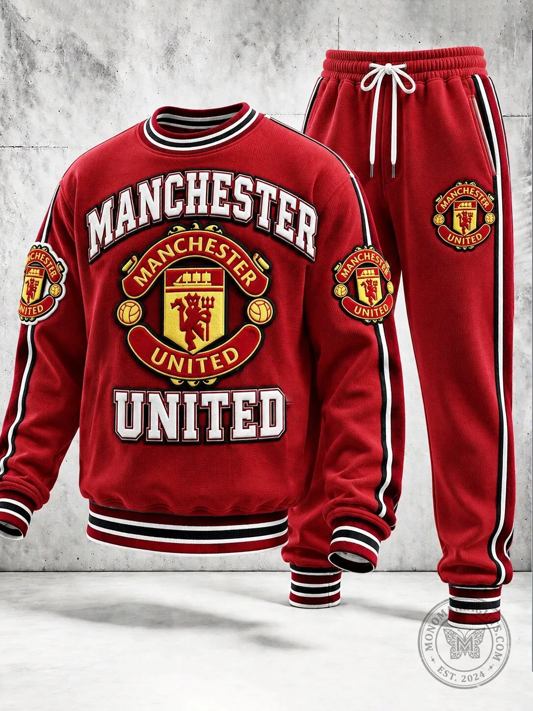 Manchester United Football Club Red Crewneck Sweatshirt and Sweatpants Set