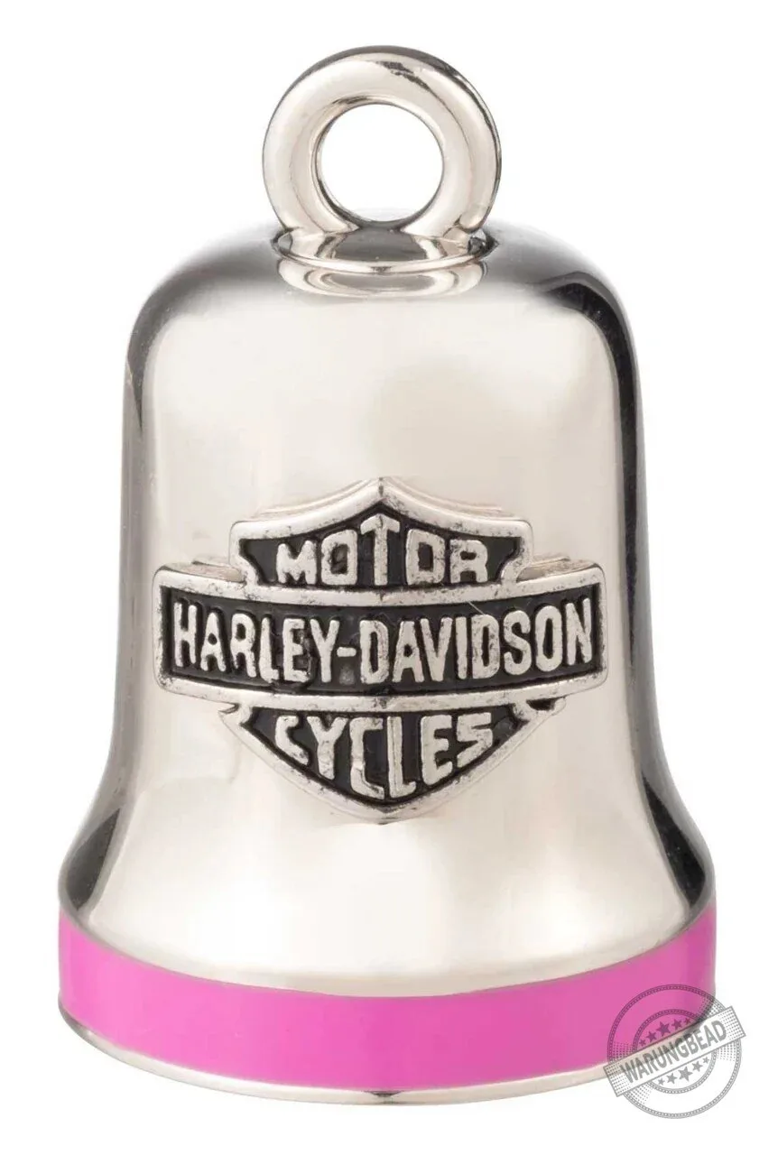 Harley-Davidson Engraved Bar and Shield Logo Ride Bell with Pink Border