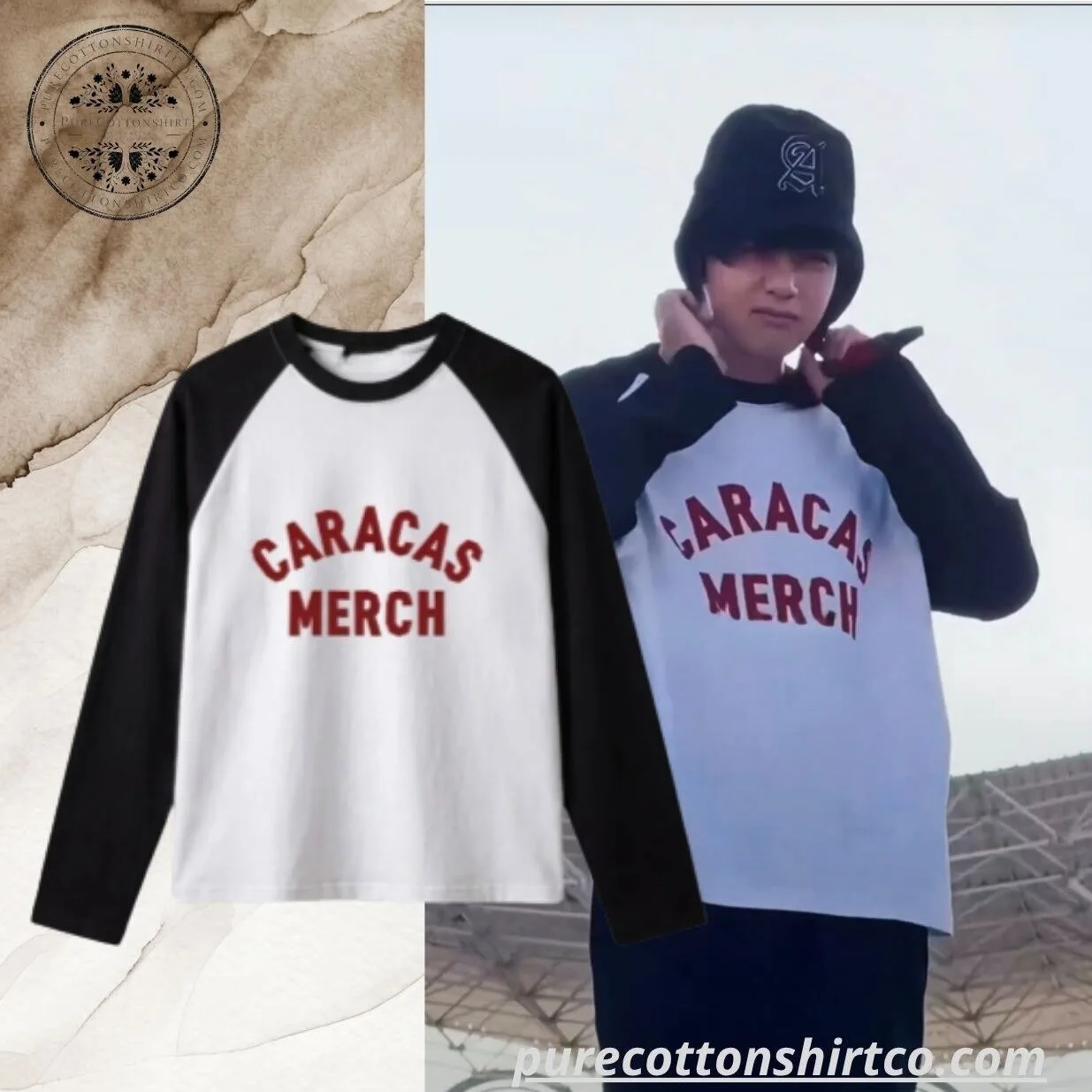 "Top BTS Fashion: Must-Have Long Sleeves and Trendy Accessories" 3 BTS V Caracas Merch Long Sleeve Shirt