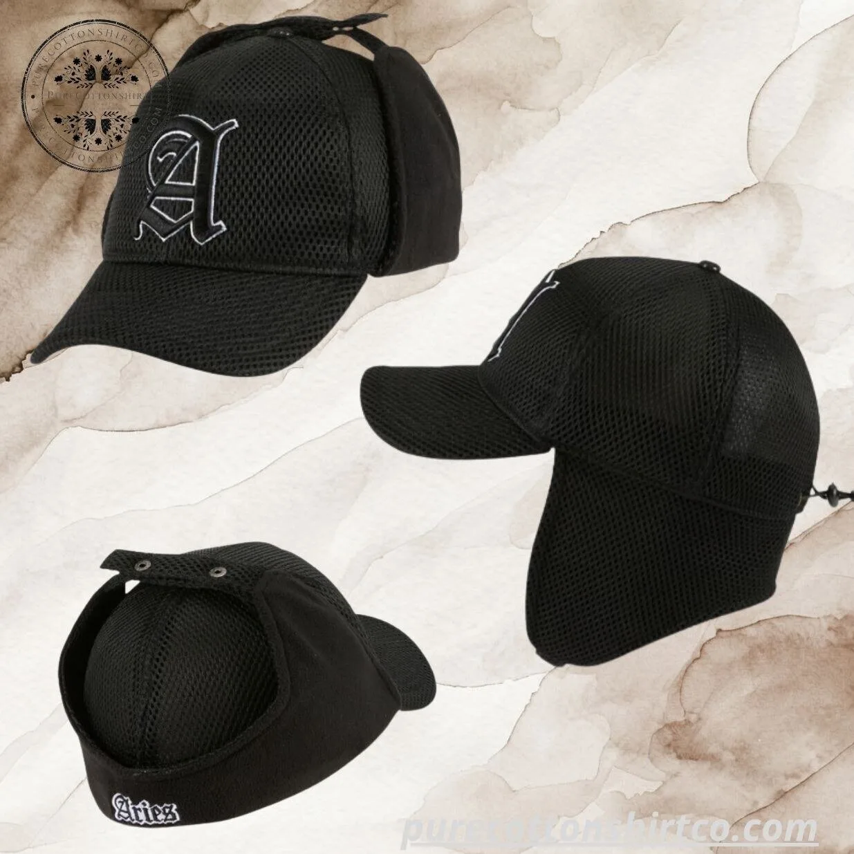 BTS V Aries Airtex Trapper logo Mesh-Panel Cap 5 BTS V Aries Airtex Trapper logo Mesh-Panel Cap