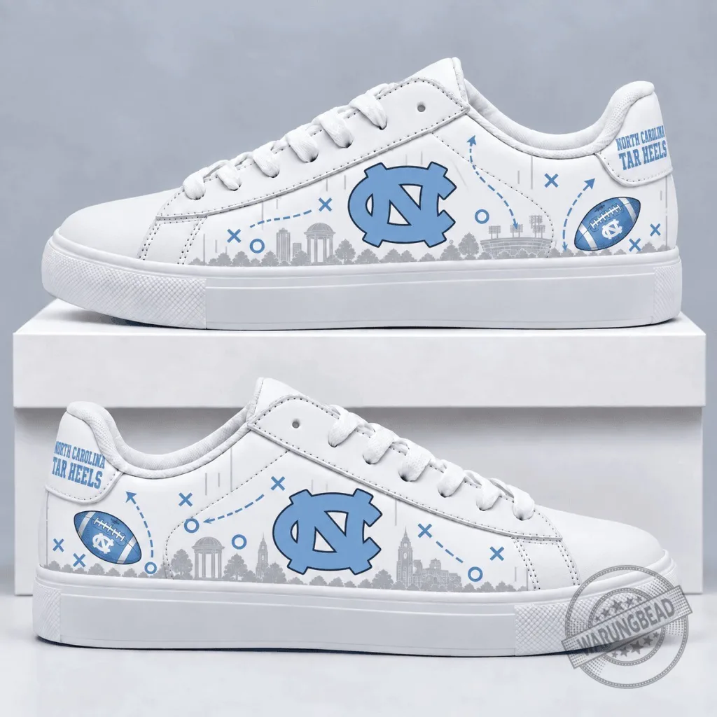 North Carolina Tar Heels Football Team White Low Top Sneakers Shoes North Carolina Tar Heels Football Team White Low Top Sneakers Shoes