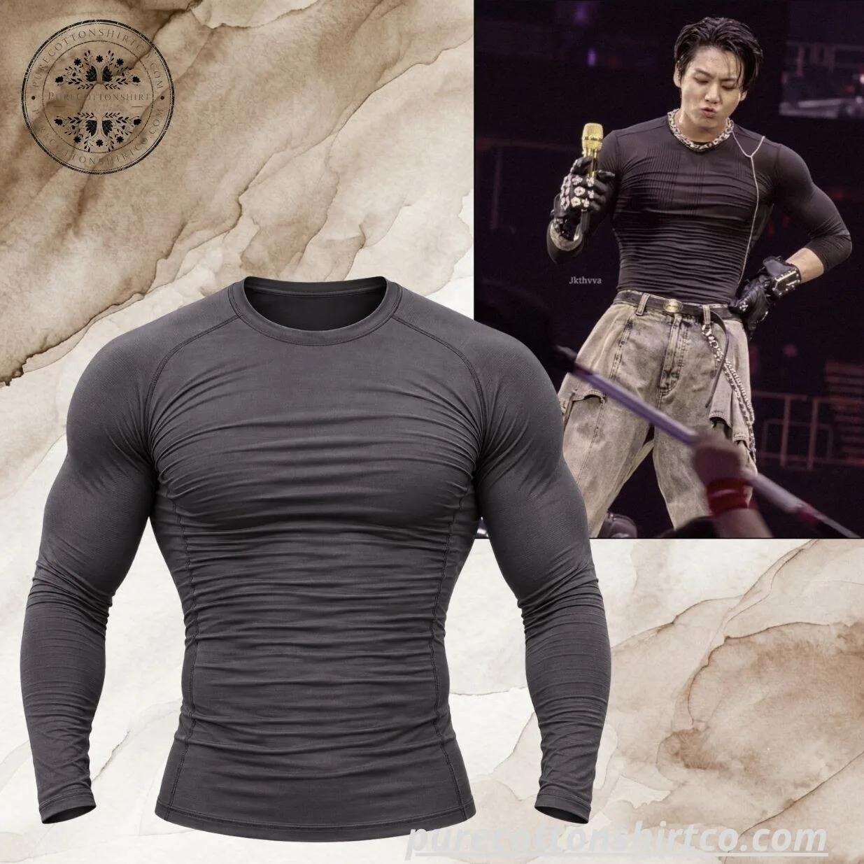 "Top BTS Fashion: Must-Have Long Sleeves and Trendy Accessories" 6 BTS JUNGKOOK Inspired Men's Long Sleeve Compression Shirt