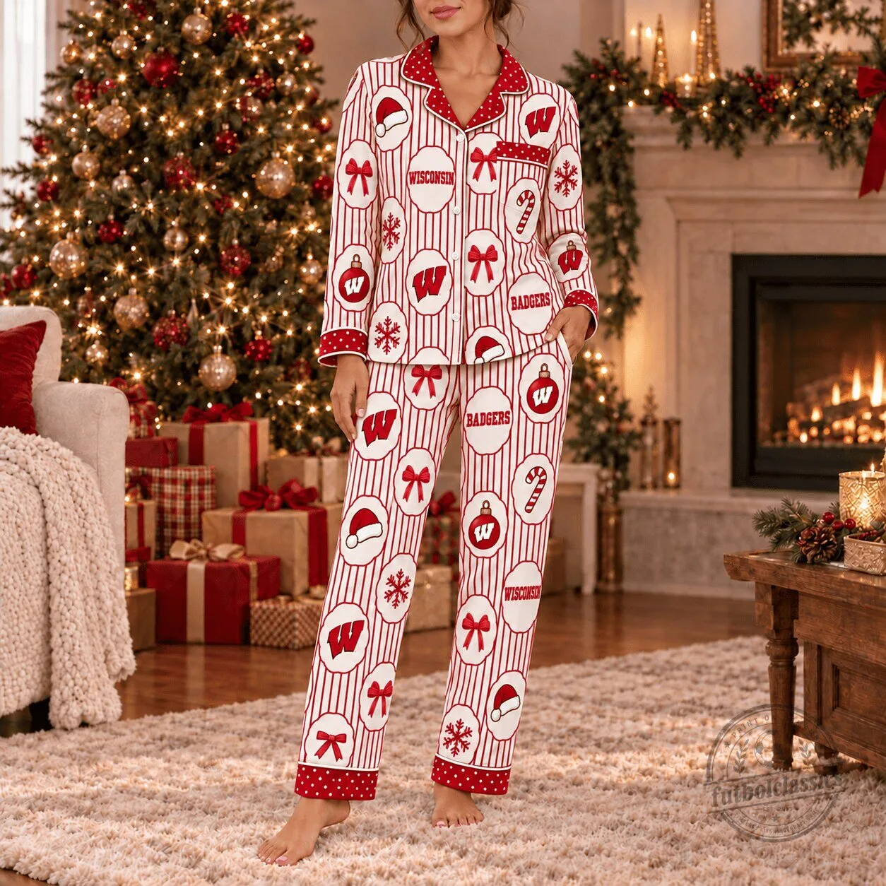 Wisconsin Badgers Christmas Pajamas Set Festive Holiday Sleepwear