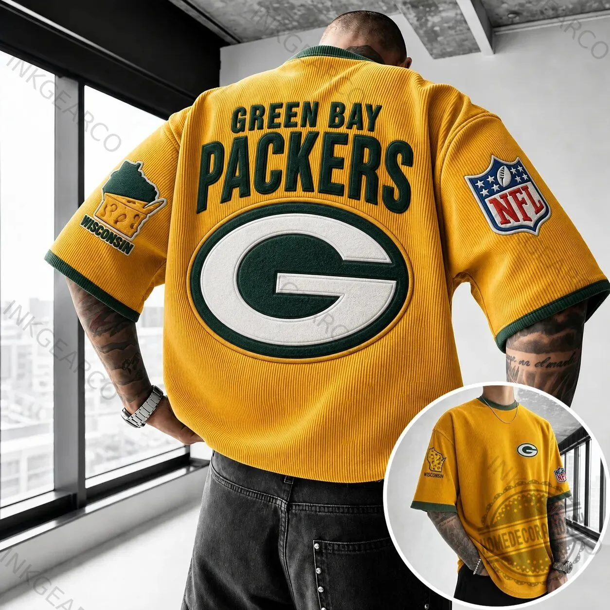 Green Bay Packers Embroidered Logo Oversized T-Shirt