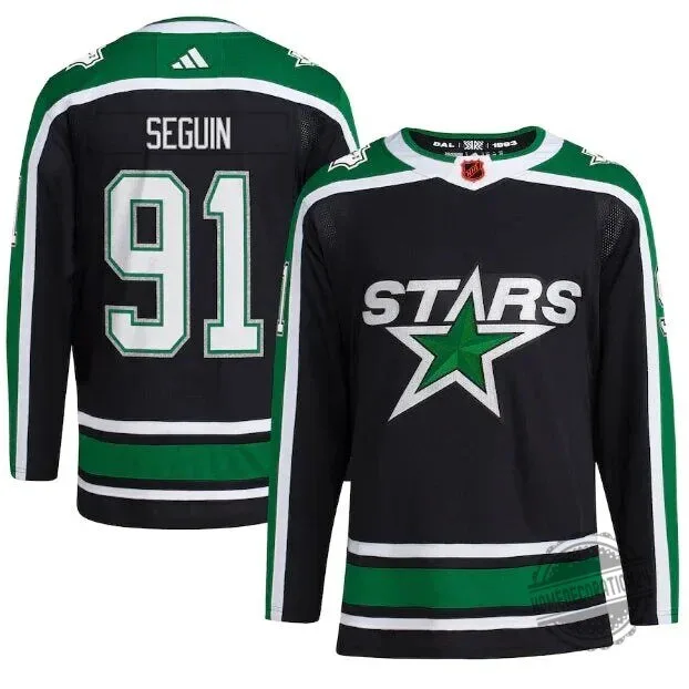 Dallas Stars Reverse Retro 2.0 Black and Green Hockey Jersey