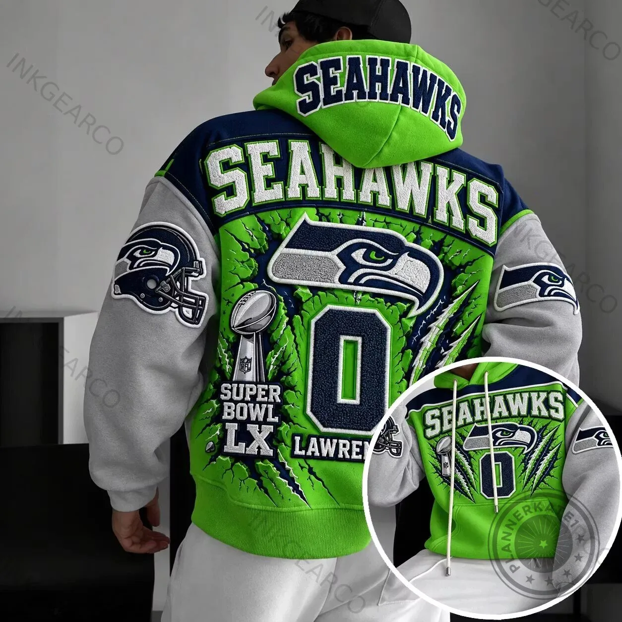 Seattle Seahawks Super Bowl LX Lawrence Football Team Green Hoodie