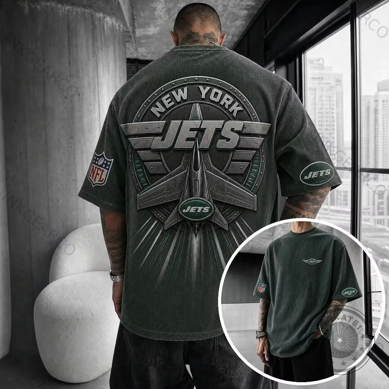 New York Jets NFL Football Team Logo Oversized T-Shirt