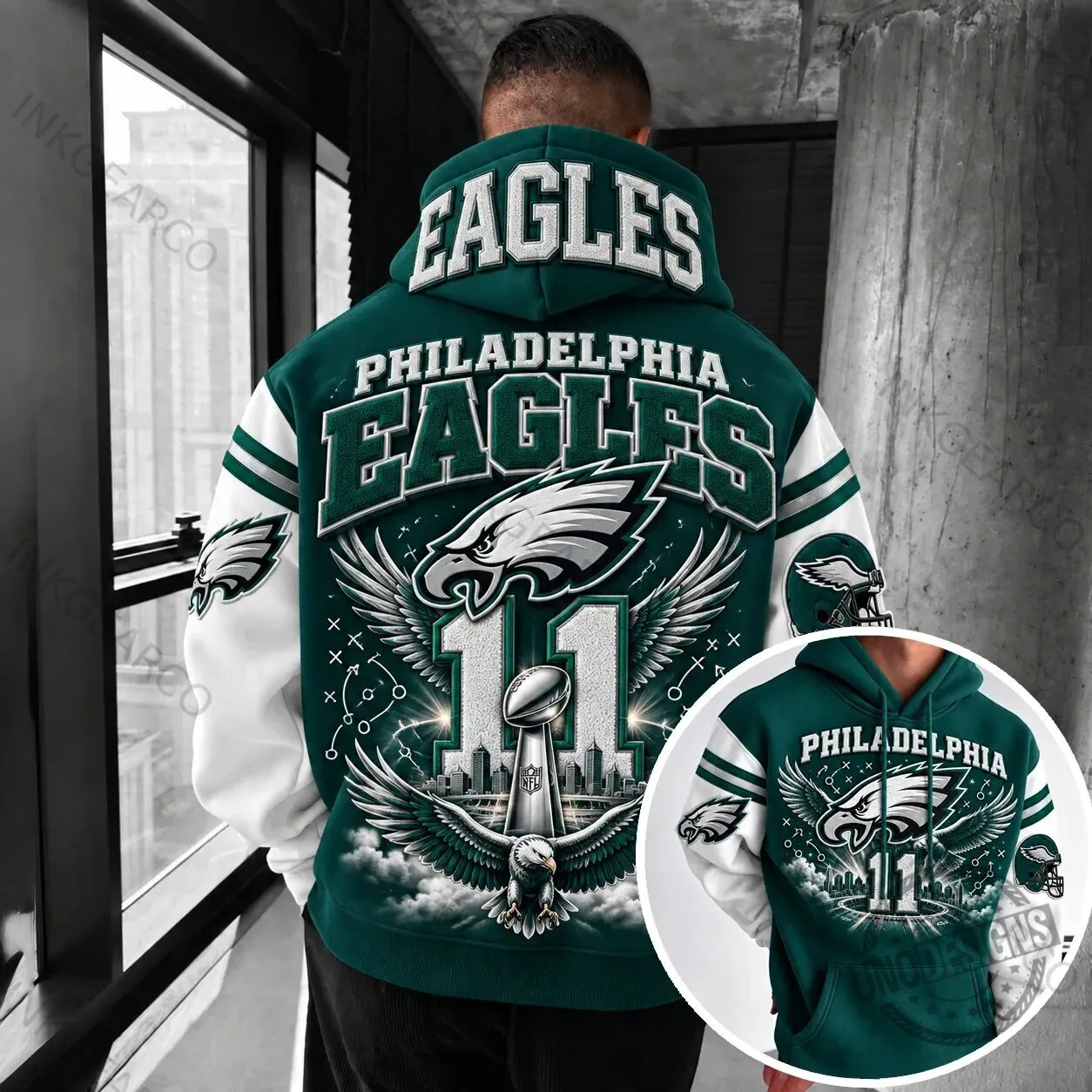 Philadelphia Eagles Super Bowl LII Champions Green White Hoodie