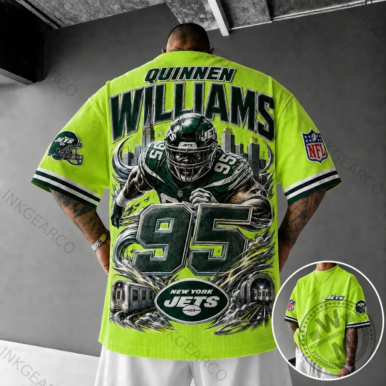 New York Jets Quinnen Williams Number 95 American Football Jersey 1 New York Jets Quinnen Williams Number 95 American Football Jersey