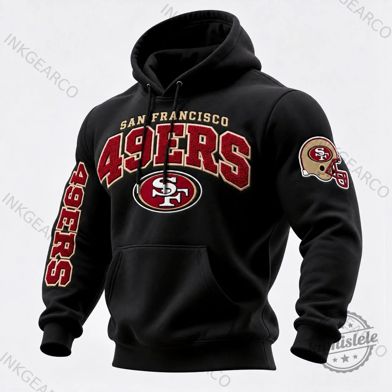 San Francisco 49ers Football Team Logo Black Pullover Hoodie