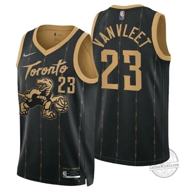 Toronto Raptors Fred VanVleet City Edition Black Gold Basketball Jersey