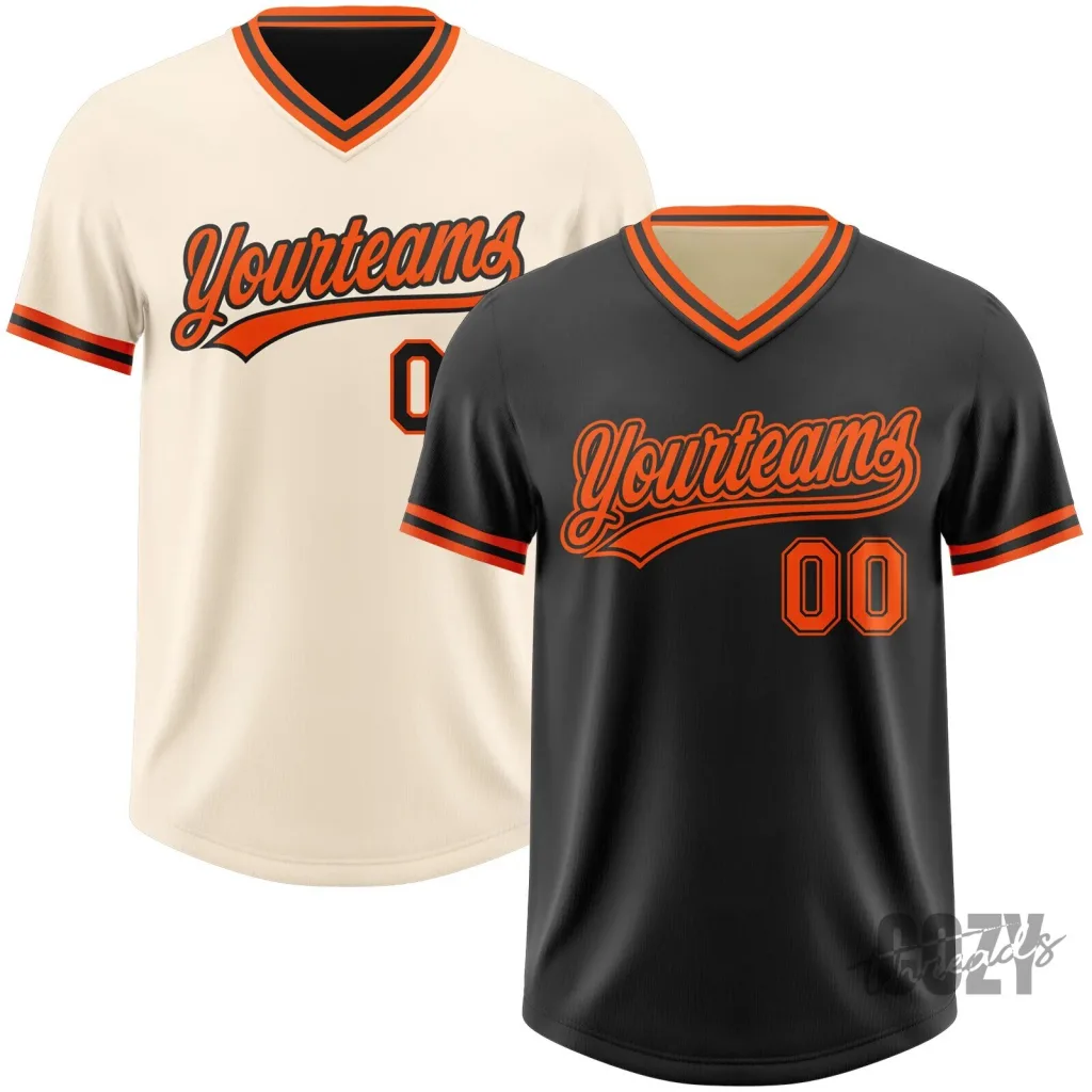 Custom Black Cream Reversible Pullover Baseball Jersey Shirt for Yourteams Custom Black Cream Reversible Pullover Baseball Jersey Shirt for Yourteams