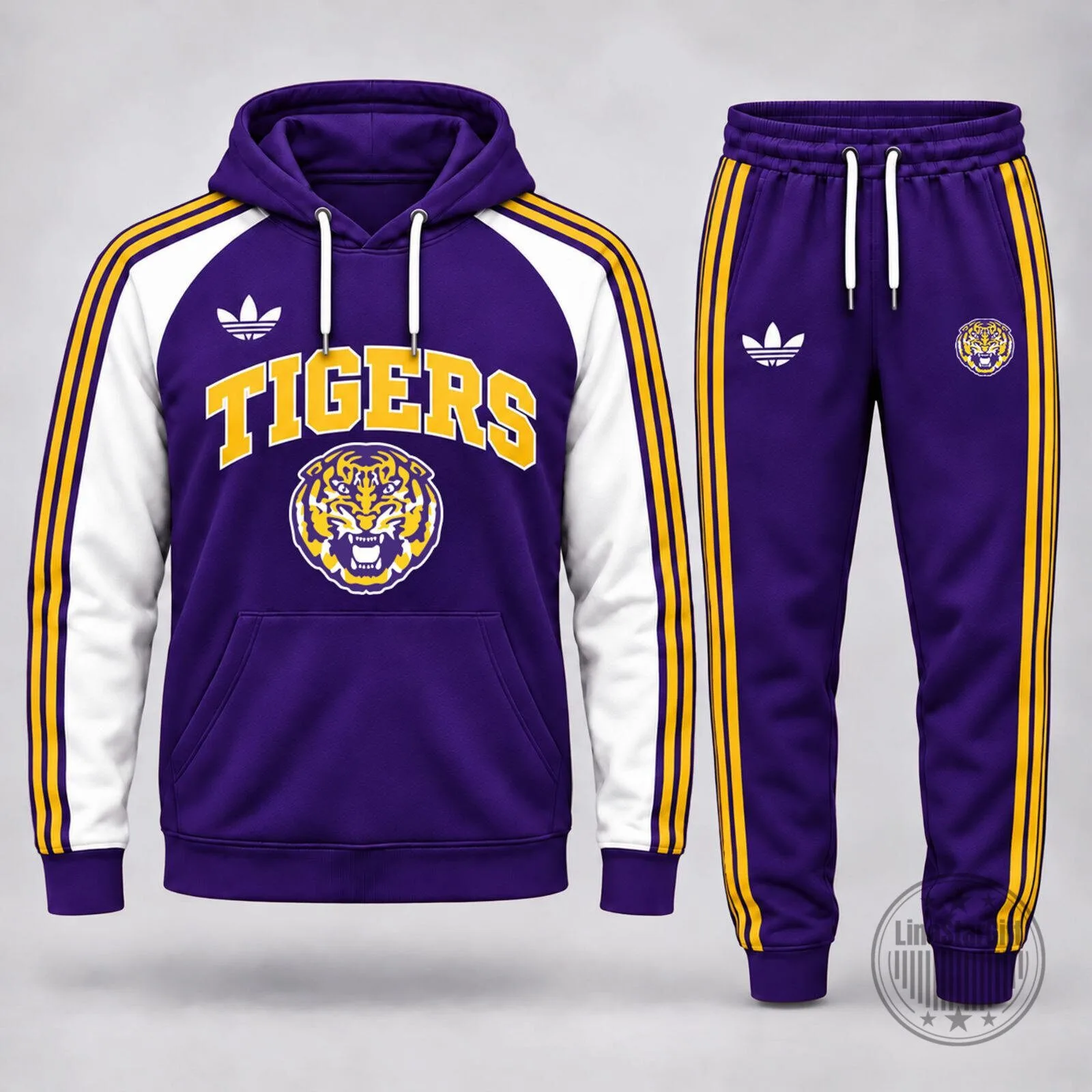 Louisiana State University Tigers Purple and Gold Striped Hoodie