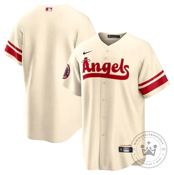 Los Angeles Angels City Connect Cream Replica Baseball Jersey 8 Los Angeles Angels City Connect Cream Replica Baseball Jersey