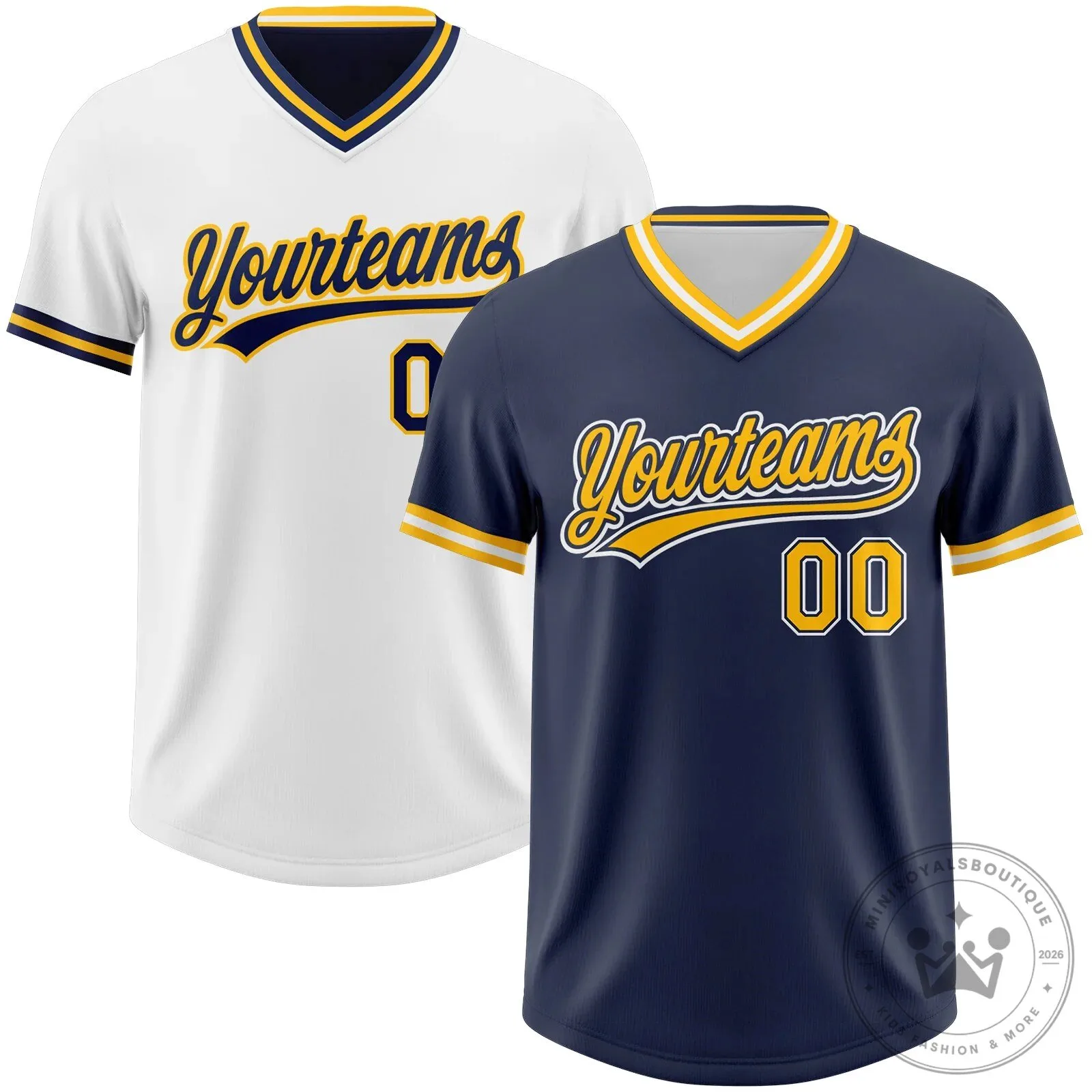 Custom Navy Gold White Reversible Pullover Baseball Jersey Shirt 11 Custom Navy Gold White Reversible Pullover Baseball Jersey Shirt