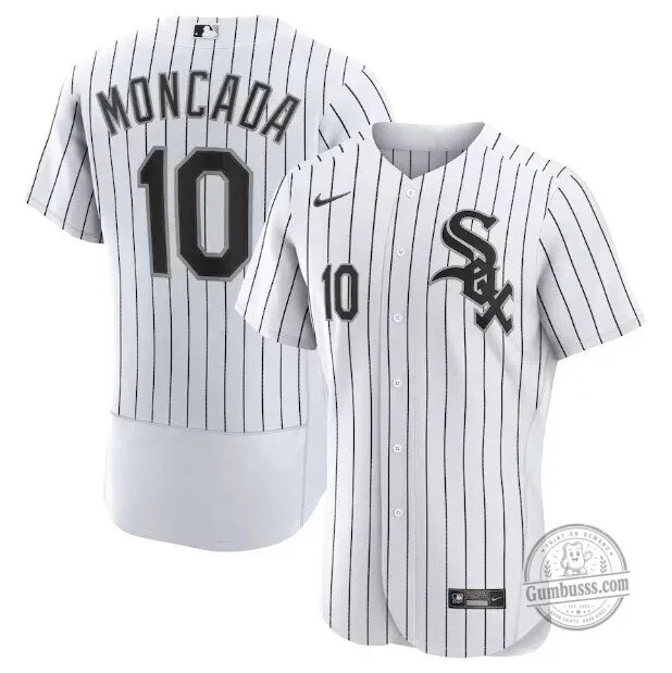 Chicago White Sox Yoan Moncada Baseball Jersey White Pinstripe Number 10