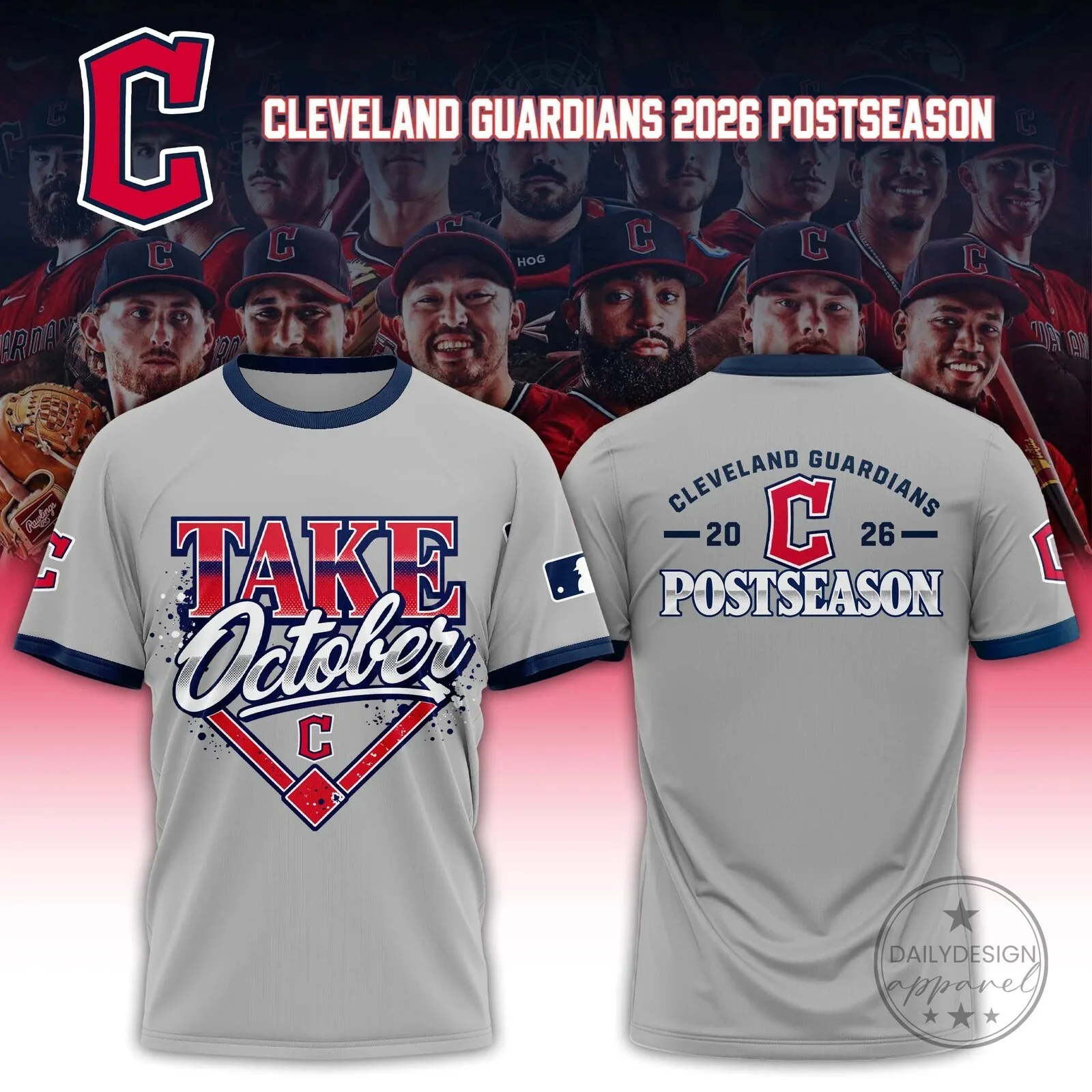 2026 Postseason Cleveland Guardians October Baseball Fan T-Shirt