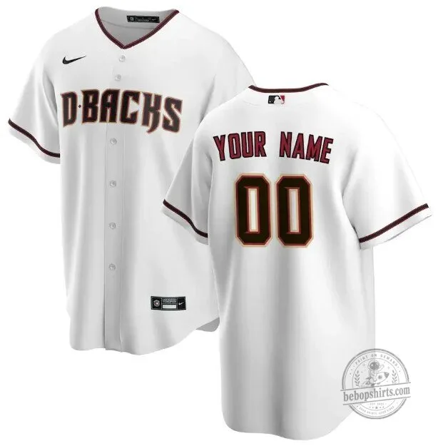 Arizona Diamondbacks White Custom Baseball Jersey with Your Name and Number 1 Arizona Diamondbacks White Custom Baseball Jersey with Your Name and Number