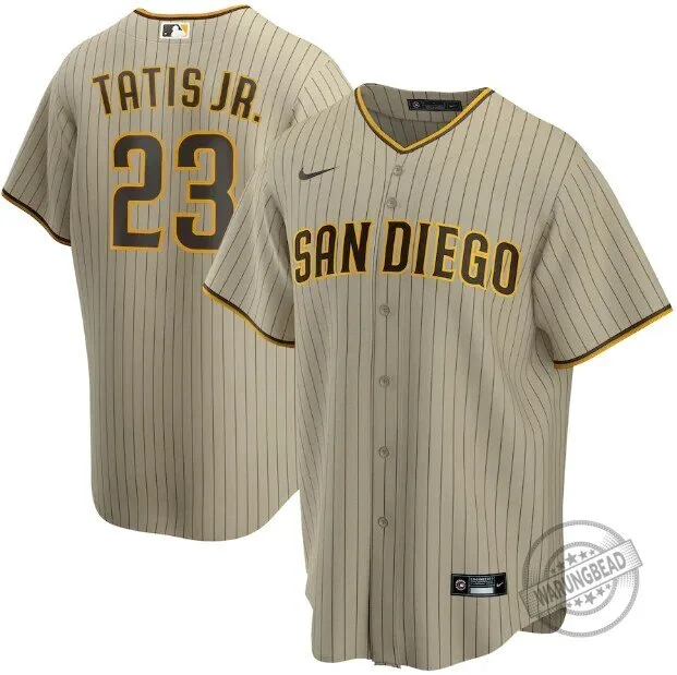 San Diego Padres Fernando Tatis Jr. Beige Pinstripe Baseball Jersey